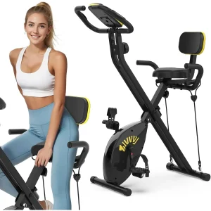 Foldable Exercise Bike for Home, 3 in 1 Upright Cycling  8 Levels Resistance